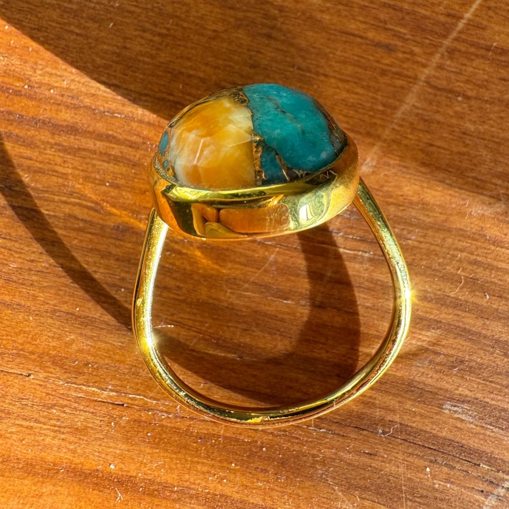 Oyster and Turquoise Statement Ring